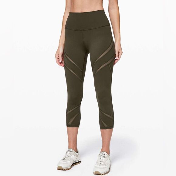 Lululemon Wunder Under High Rise Crop 21” Mesh Leggings 6 - Picture 1 of 9